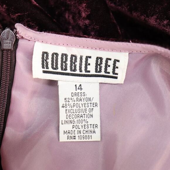 Robbie Bee Vintage Burgundy Floral Burnout Velvet Beaded Maxi Dress Size L - Picture 5 of 15